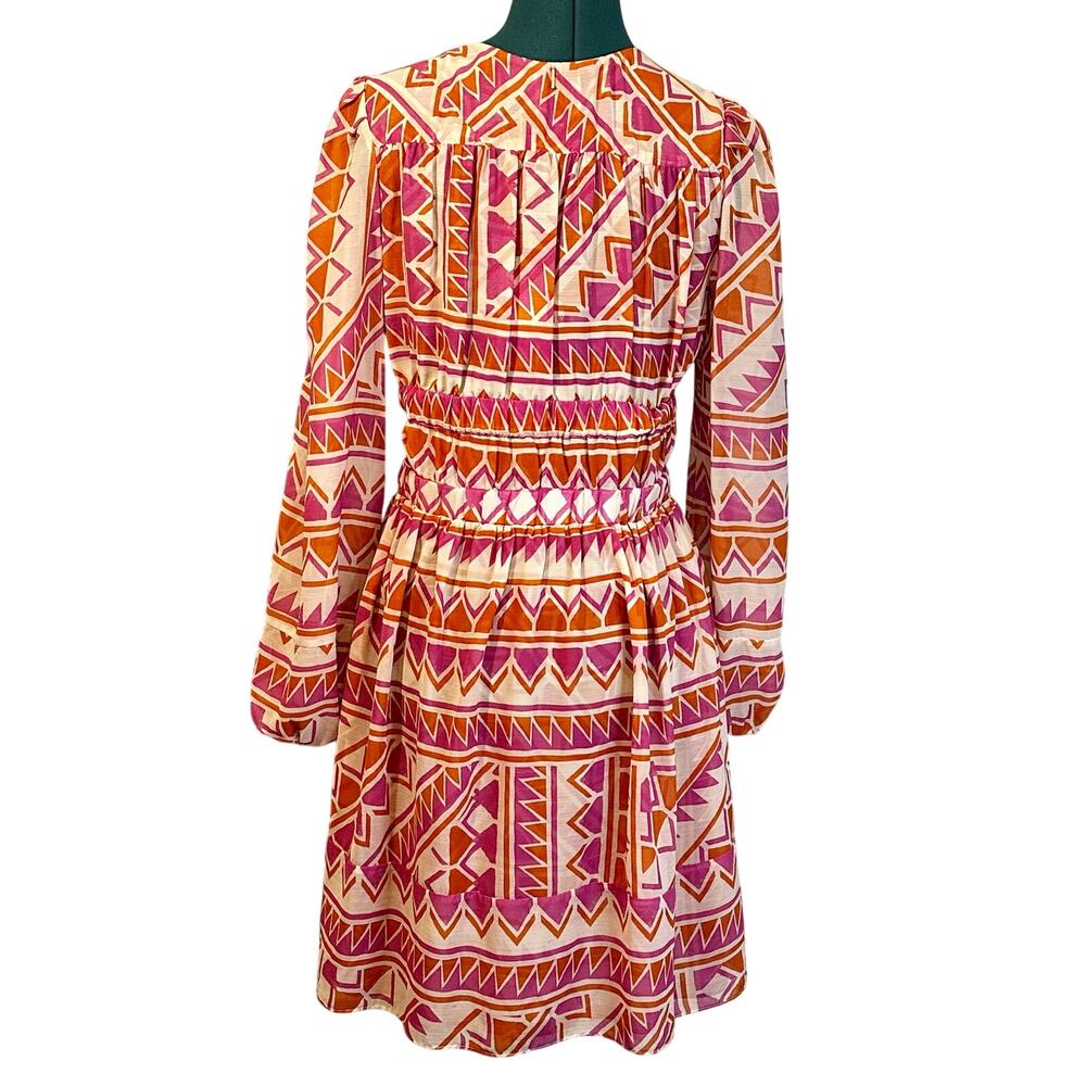 NWT - MISA Los Angeles Rana Dress Pink Orange Geo Mini Long Sleeve Women’s M - Picture 4 of 12